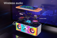 Colorful LED Wireless Charging Dual Speaker with Subwoofer