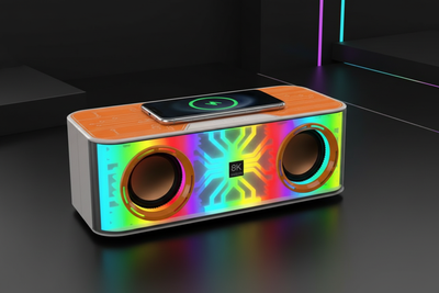Colorful LED Wireless Charging Dual Speaker with Subwoofer