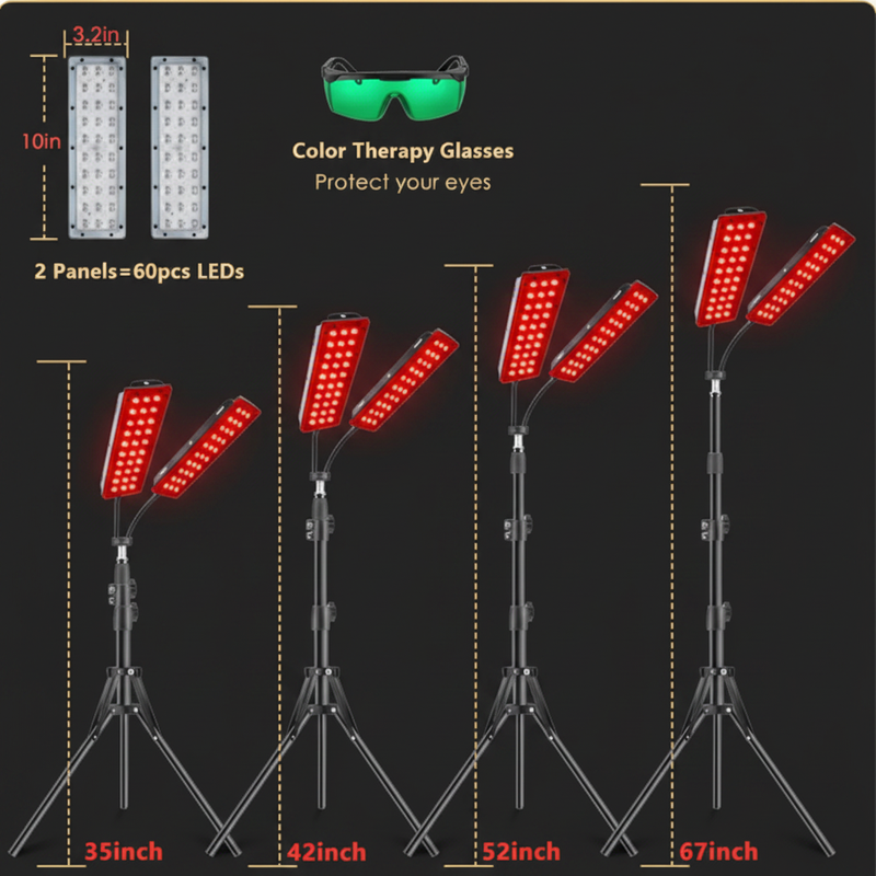 Dual-Head Tripod Red Light Therapy Lamp