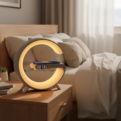 Intelligent G Shaped LED Lamp Bluetooth Speaker  Wireless Charger Atmosphere Lamp App Control For Bedroom Home Decor