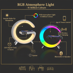 Intelligent G Shaped LED Lamp Bluetooth Speaker  Wireless Charger Atmosphere Lamp App Control For Bedroom Home Decor