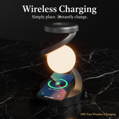 Rotating Moon Desk Lamp with Wireless Phone Charging, Sensor Control, and Night Light Function